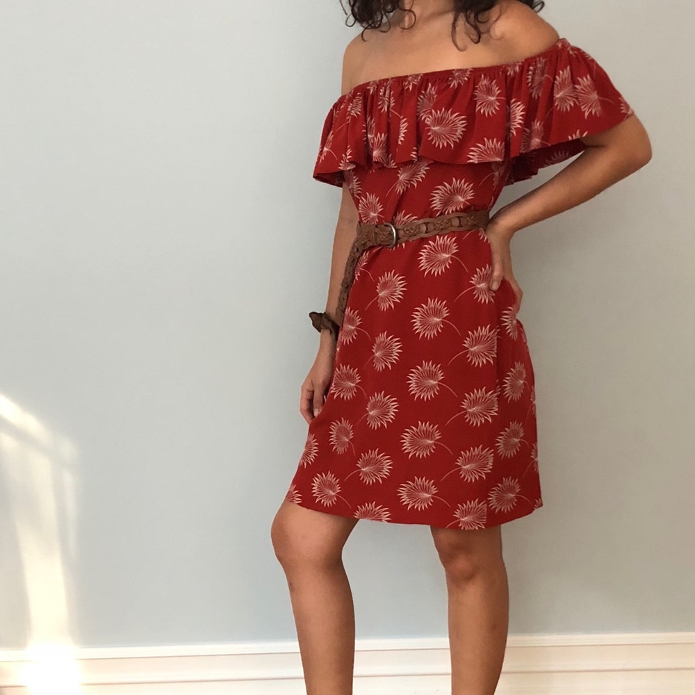 Madewell silk off the shoulder dress